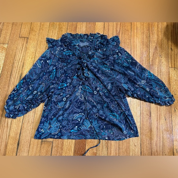 Anthropologie Top Haida Floral Peasant Top floral sheer blouse size Small - Picture 2 of 10